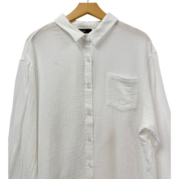 Lulus Easy To See White Cotton Oversized Button-Up Top size Large - Picture 3 of 7
